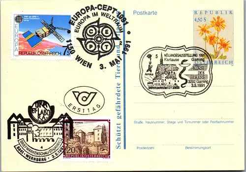 44577 - Österreich - Maximumkarte , Ersttag , Europa CEPT - nicht gelaufen 1991