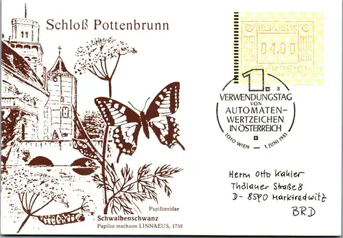 44581 - Österreich - Automatenmarke , Schloß Pottenbrunn , Automatenwertzeichen - nicht gelaufen 1983