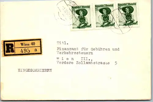 44583 - Österreich - Brief , Einschreiben Finanzamt R - gelaufen 1957