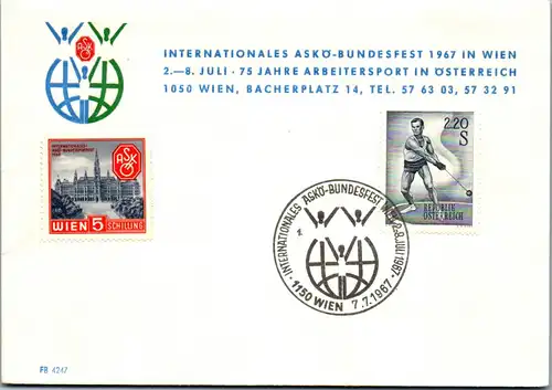 44585 - Österreich - Brief , ASKÖ Bundesfest - nicht gelaufen 1967