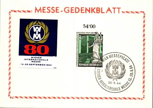 44589 - Österreich - Maximumkarte , Gedenkblatt Internationale Messe Wien  - nicht gelaufen 1964