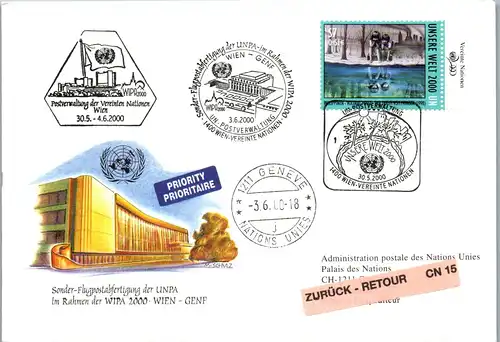 44601 - Österreich - Maschinenstempel , UNPA , Postverwaltung , Zurück , Retour - gelaufen 2000