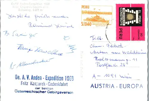 44611 - Peru - Salcantay , OeAV Anden Expedition 1968 , Fritz Kasparek Gedenkfahrt - gelaufen 1968