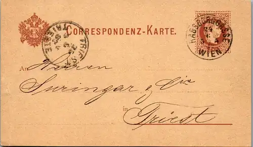 44617 - Österreich - Ganzsache , Wien - Triest - gelaufen 1882