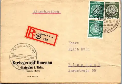 44625 - DDR - Brief , Einschreiben , R , Kreisgericht Ilmenau - gelaufen 1956