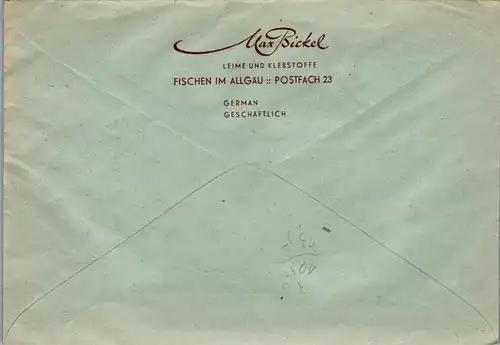 44628 - Deutschland - Brief , Geschäftspapiere , Max Bickel , Fischen im Allgäu - gelaufen