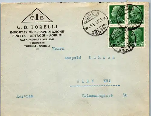 44634 - Italien - Brief , Gorizia , Görz - Wien , G. B. Torelli - gelaufen 1931
