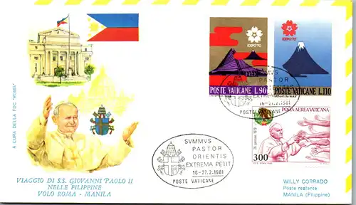 44644 - Vatikan - Brief , Vatican - Manila , Papst , Pope - nicht gelaufen 1981