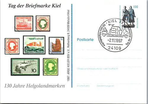 44648 - Deutschland - Maximumkarte , Tag der Briefmarke Kiel , Helgolandmarken - nicht gelaufen 1997