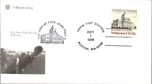 44649 - USA - Brief , Pope Papst Johannes Paul II , Boston - nicht gelaufen 1979