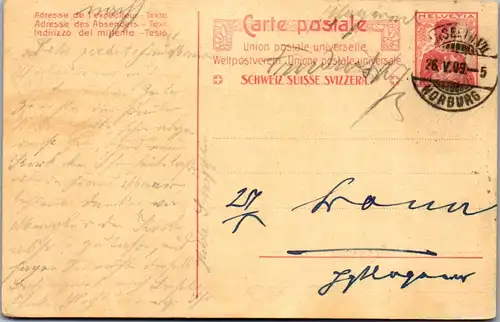 44662 - Schweiz - Ganzsache , Basel - gelaufen 1909