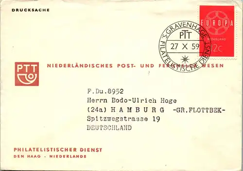 44676 - Niederlande - Brief , Gravenhage - Hamburg - gelaufen 1959