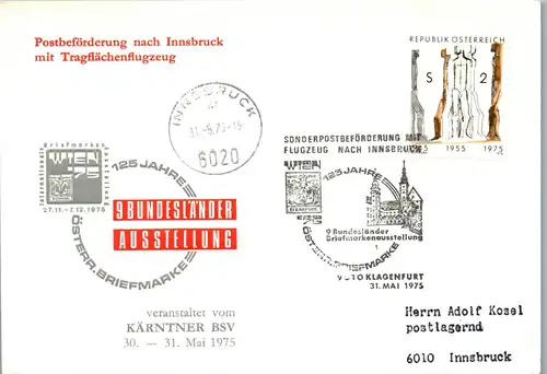 44683 - Österreich - Brief , Klagenfurt - Innsbruck - gelaufen 1975