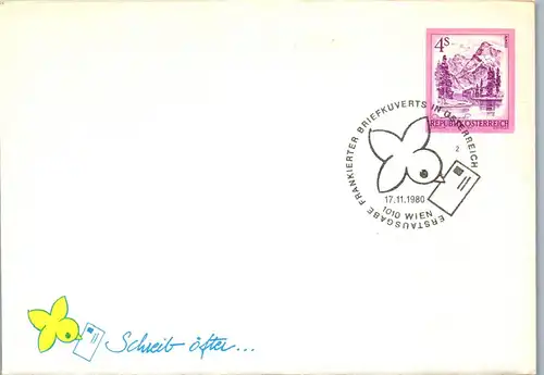 44698 - Österreich - Brief , Erstausgabe frankierter Briefkuverts , Vorfrankiert - nicht gelaufen 1980