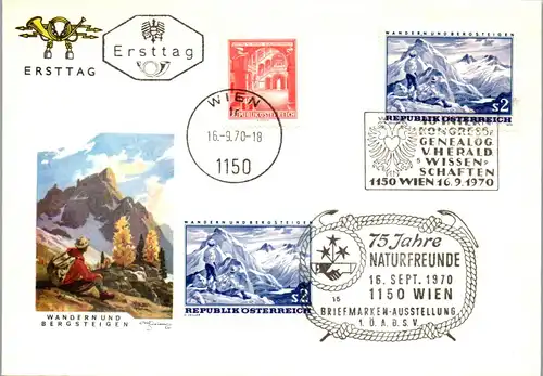 44703 - Österreich - Ersttag , FDC , Wandern und Bergsteigen - nicht gelaufen 1970