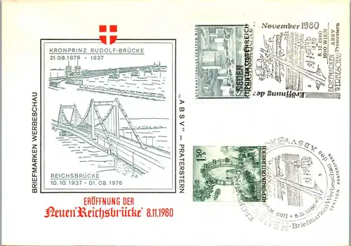 44718 - Österreich - Maximumkarte , Eröffnung der Neuen Reichsbrücke - nicht gelaufen 1980