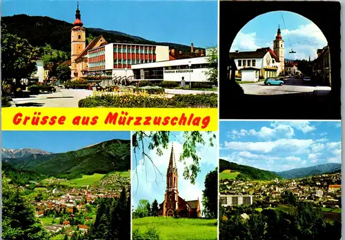 44736 - Steiermark - Mürzzuschlag , Volkshaus , Mehrbildkarte - gelaufen 1976