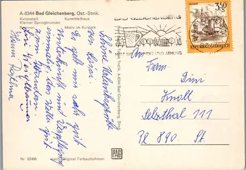 44765 - Steiermark - Bad Gleichenberg , Kuranstalt , Springbrunnen , Kurmittelhaus , Mehrbildkarte - gelaufen 1984