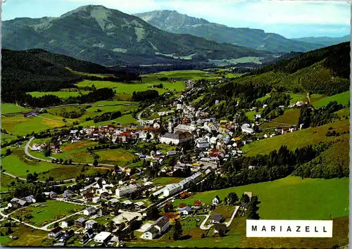 44779 - Steiermark - Mariazell , mit Gemeindealpe und Ötscher , Panorama - gelaufen 1972