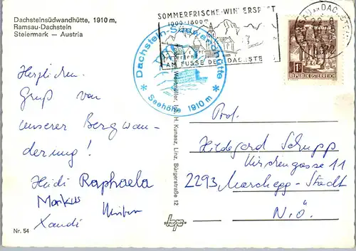 44802 - Steiermark - Ramsau , Südwandhütte , Torstein , Mitterspitz , Hoher Dachstein - gelaufen 1975