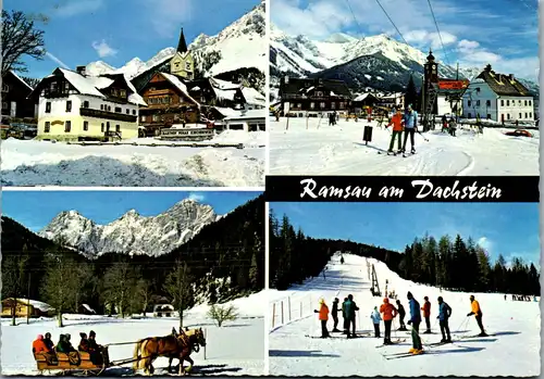 44803 - Steiermark - Ramsau , Dachstein , Pferdeschlitten , Gasthof Kirchwirt - gelaufen