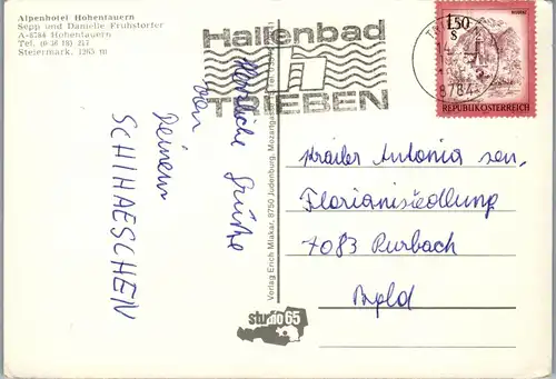 44822 - Steiermark - Hohentauern , Alpenhotel Hohentauern , Hotel , Sepp u. Danielle Fruhstorfer - gelaufen 1978