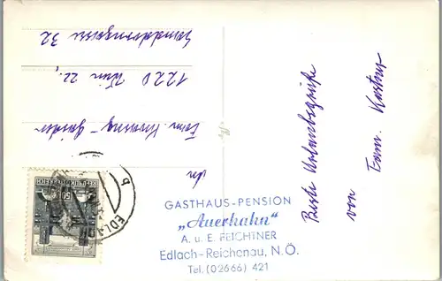 44837 - Niederösterreich - Edlach Reichenau , Gasthaus Pension Auerhahn , A. u. E. Feichtner , VW Käfer - gelaufen 1966