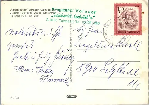 44846 - Steiermark - Teichalm , Gasthof Vorauer , Zum Teichwirt , Teichalpe - gelaufen 1977