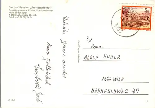 44867 - Niederösterreich - Lehenrotte , Gasthof Pension Traisentalerhof , Alois Schönhofer - gelaufen