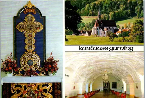 44922 - Niederösterreich - Gaming , Kartause Maria Thron , Prälatenhof , Bruderschaftskreuz , Klosterkirche