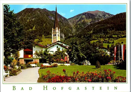 45036 - Salzburg - Bad Hofgastein , Kurpark mit Pfarrkirche und Gamskarlspitze - nicht gelaufen