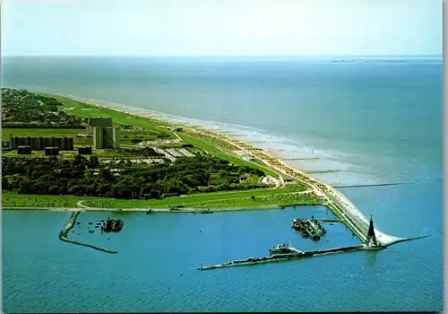 45070 - Deutschland - Cuxhaven , Döse , Kugelbake mit Blick zur Insel Neuwerk - nicht gelaufen