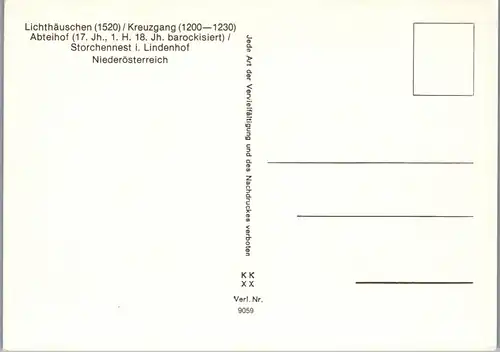 45099 - Niederösterreich - Zwettl , Stift , Lichthäuschen , Kreuzgang , Abteihof , Storchennest , Mehrbildkarte