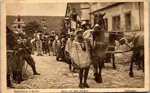 45150 - Deutschland - Rothenburg o. Tauber , Szene aus dem Festspiel , Festwagen - nicht gelaufen