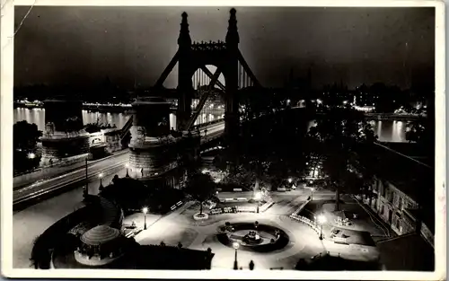 45158 - Ungarn - Budapest , Donauansicht , Brücke - gelaufen 1937