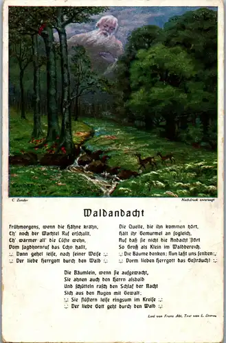 45164 - Künstlerkarte - Waldandacht , signiert C. Zander - nicht gelaufen