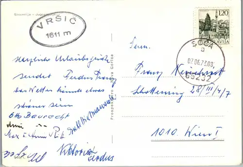 45181 - Slowenien - Vrsic , Pass , Ticarjev Dom , Prisojnikovo Okno , Mehrbildkarte - gelaufen 1973
