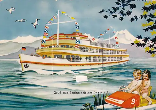 45203 - Deutschland - Bacharach a. Rhein , Schiff , Klappkarte - nicht gelaufen 1968