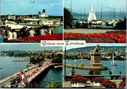 45213 - Schweiz - Zürich , Zürichsee , Mehrbildkarte - gelaufen 1974