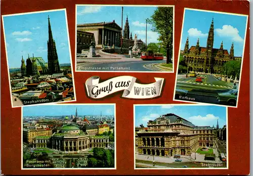 45223 - Wien - Stephansdom , Rathaus , Mehrbildkarte - gelaufen