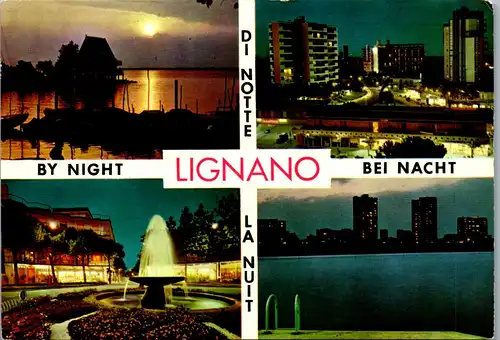 45246 - Italien - Lignano , bei Nacht , Notte , Mehrbildkarte - gelaufen 1970