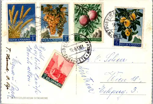 45248 - San Marino - Panorama , Frankatur , Marken - gelaufen 1961