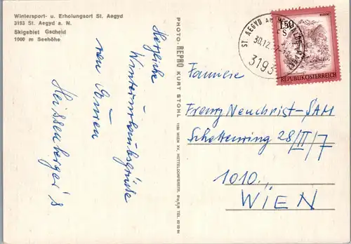 45260 - Niederösterreich - St. Aegyd a. N. , Skigebiet Gscheid , Mehrbildkarte - gelaufen 1977