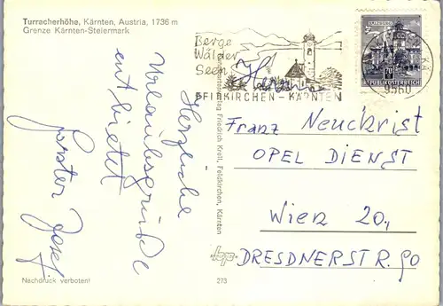 45274 - Kärnten - Turracherhöhe , Grenze Kärnten Steiermark - gelaufen 1970