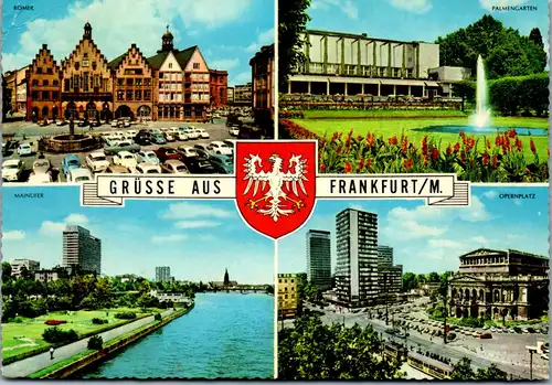 45277 - Deutschland - Frankfurt am Main , Römer , Mainufer , Palmengarten , Opernplatz , Mehrbildkarte - gel. 1968