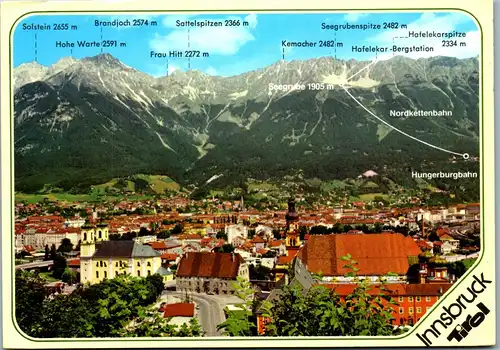 45279 - Tirol - Innsbruck , Solstein , Brandjoch , Sattelspitze , Frau Hitt , Kemacher , Nordkette , Panorama - gel