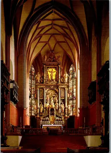 45291 - Salzburg - Mondsee , Ehemalige Stiftskirche Mondsee , Apsis mit Hochaltar - gelaufen 1990