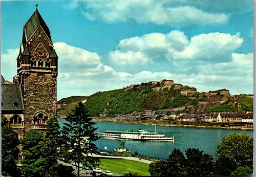 45304 - Deutschland - Koblenz , am Rhein , Blick auf Festung Ehrenbreitstein - gelaufen 1973