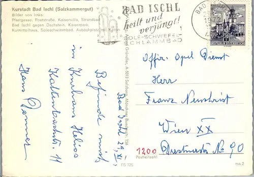 45336 - Oberösterreich - Bad Ischl , Pfarrgasse , Poststraße , Kaiservilla , Strandbad , Mehrbildkarte - gelaufen 1972