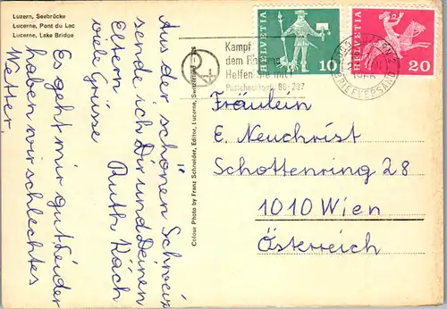 45349 - Schweiz - Luzern , Seebrücke - gelaufen 1966